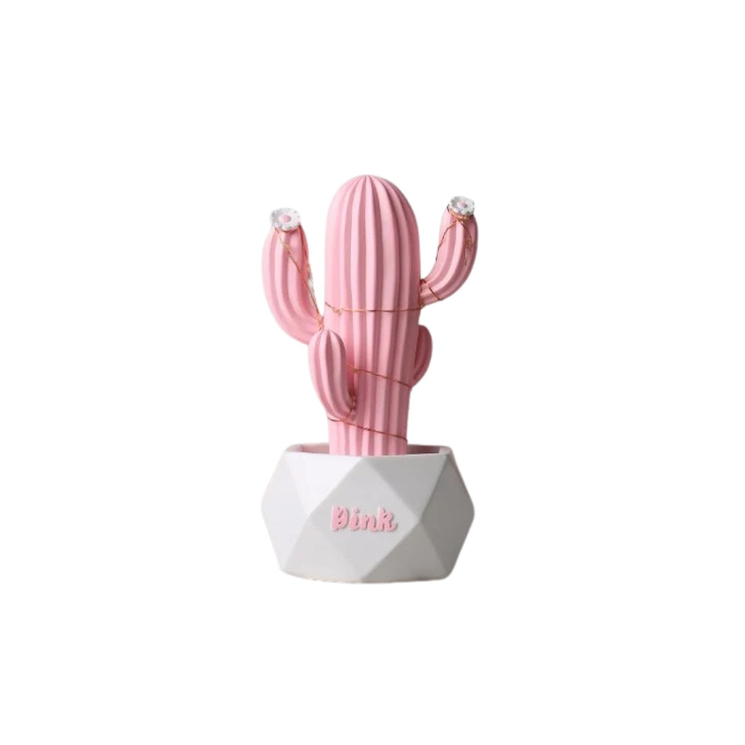 POT CACTUS LUMINEUSE ROSE 15 CM