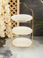 PRESENTOIR GATEAU DORE 3 NIVEAUX  22 CM