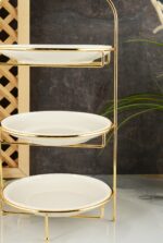 PRESENTOIR GATEAU DORE 3 NIVEAUX  22 CM
