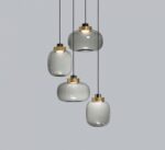 PRIMO SUSPENSION ASPEN VERRE ROND GRIS FUMEE LED MAXI 5W