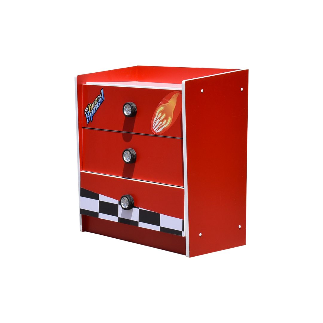 RACING CAR COMMODE 3 TIROIRS ROUGE RACING CAR COMMODE 3 TIROIRS ROUGE