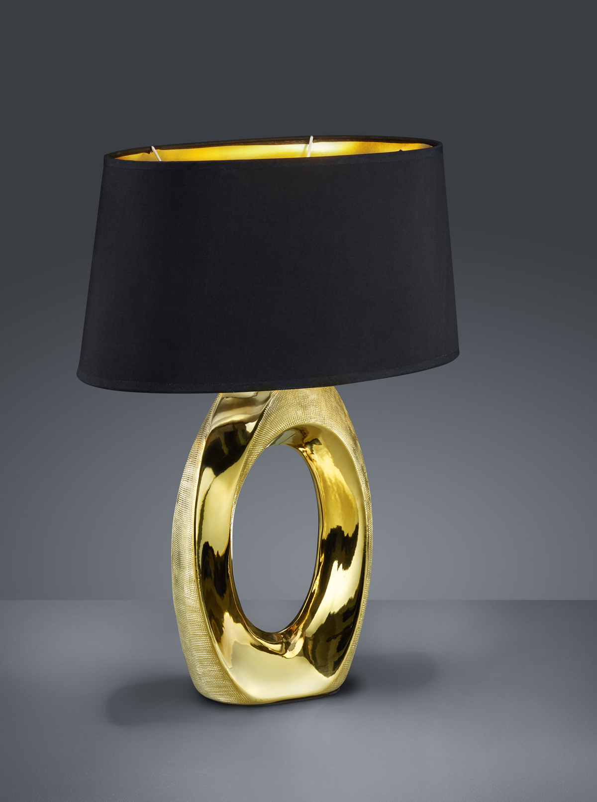 REALITYLAMPE DE TABLE TABA CERAMIQUE OR TISSU NOIR