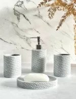 ROKA ENSEMBLE ACCESOIRES SALLE DE BAIN 4 PCS MARBRE ROND
