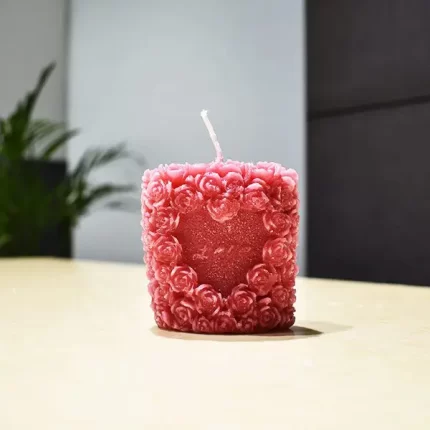 ROSE COEUR BOUGIE PARFUMEE 7,8x4,5x7,8 CM