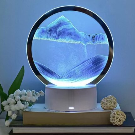 SABLIER 3D LUMINEUSE EN VERRE ROND 18 CM