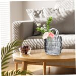 SAC VASE DE FLEUR EN VERRE GRIS 14.5X8X22CM