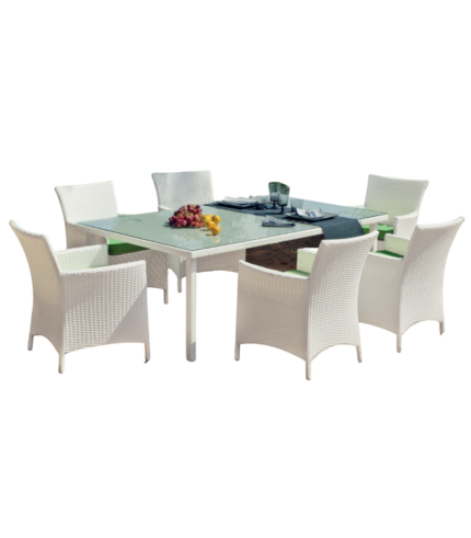 SAINT TROPEZ SALLE A MANGER RECTANGULAIRE + 6 CHAISES
