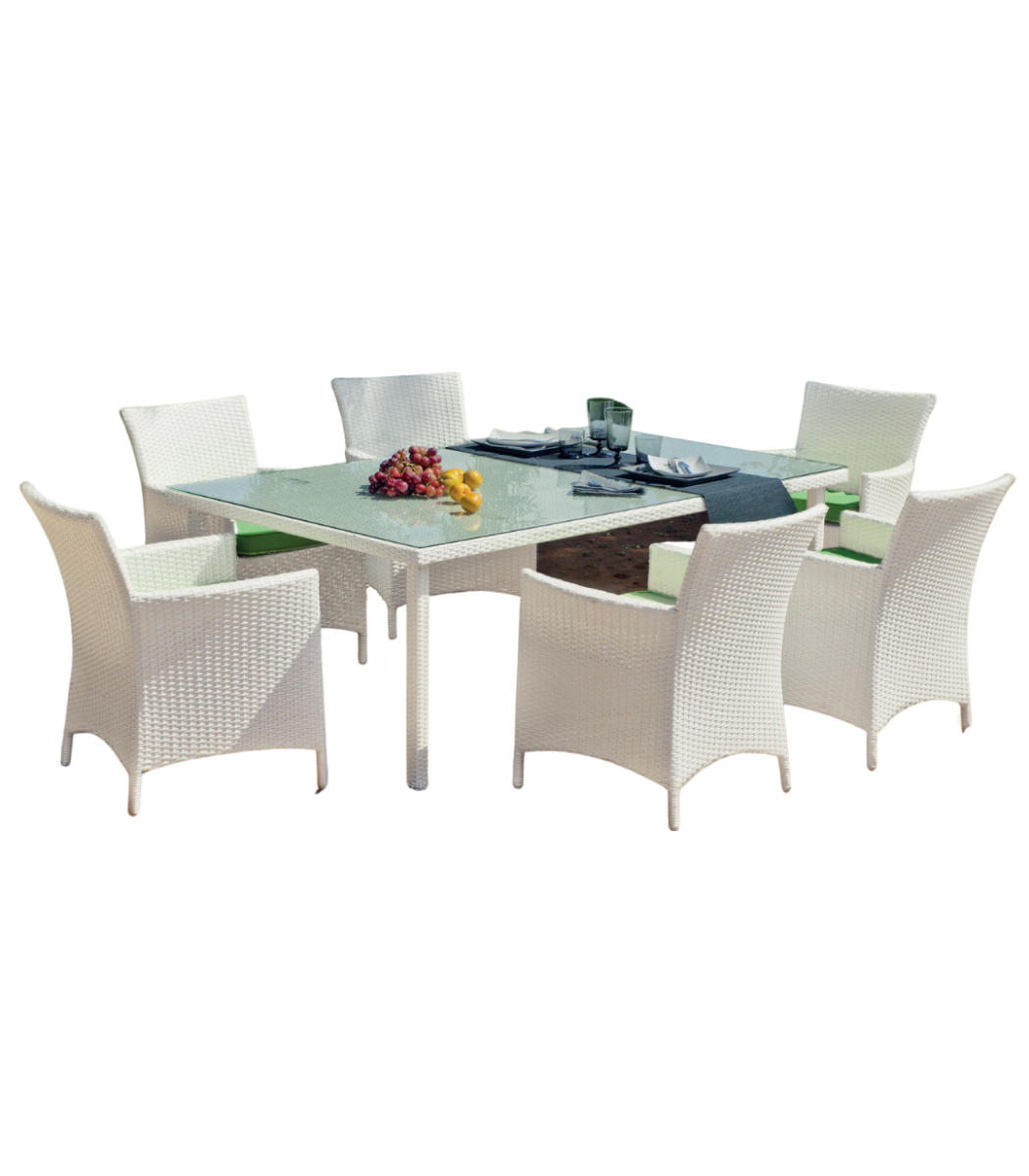 SAINT TROPEZ SALLE A MANGER RECTANGULAIRE + 6 CHAISES SAINT TROPEZ SALLE A MANGER RECTANGULAIRE + 6 CHAISES