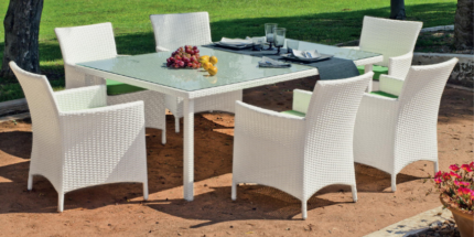 SAINT TROPEZ SALLE A MANGER RECTANGULAIRE + 6 CHAISES