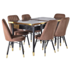 SALLE À MANGER EXTENSIBLE PRESTIGE + 6 CHAISES PIED DORE
