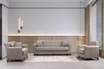 SALON MODERNO 3+2+1 AVEC RANGEMENT - grège