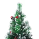 SAPIN DE NOËL ARTIFICIEL GIVRÉ DÉCORÉ AVEC DES POMMES DE PIN 180 CM