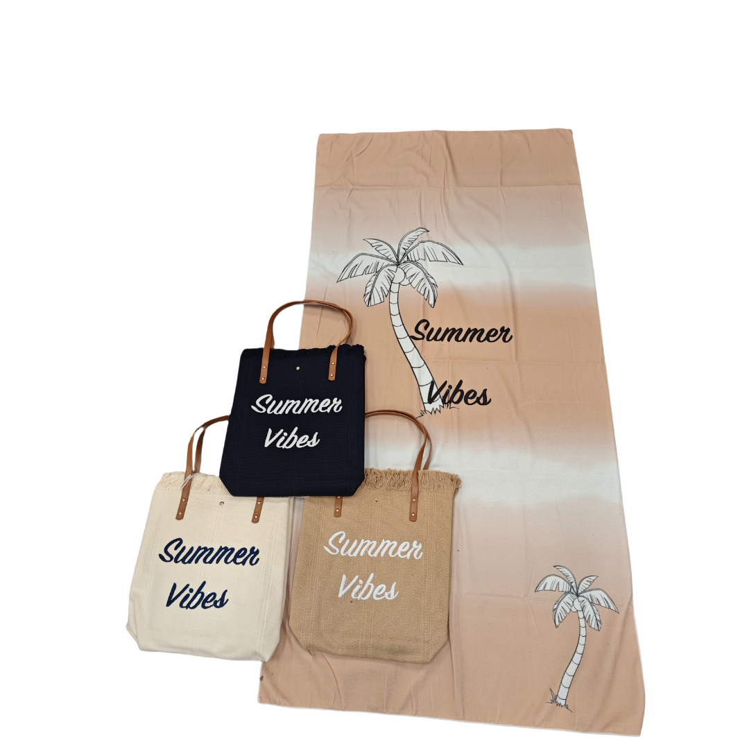 SET 1 SAC DE PLAGE +SERVIETTE DE PLAGE SUMMER VIBES SET 1 SAC DE PLAGE +SERVIETTE DE PLAGE SUMMER VIBES