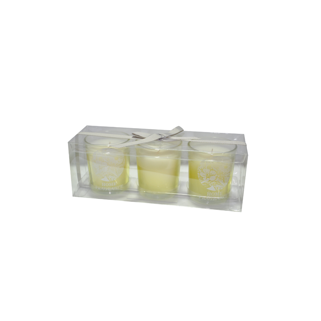 SET 3 BOUGIES VERRE 5.5X6.5 CM SET 3 BOUGIES VERRE 5.5X6.5 CM