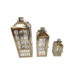 SET 3 LANTERNS DESIGN ARABESQUE DORE