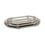 SET 3 PLATEAUX MIROIR ARGENTE