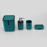 SET ACCESSOIRES SALLE DE BAIN 4 PCS AQUA BLEU UNI