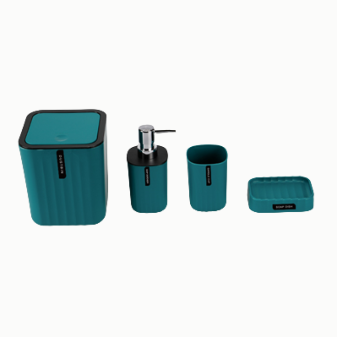 SET ACCESSOIRES SALLE DE BAIN 4 PCS AQUA BLEU UNI SET ACCESSOIRES SALLE DE BAIN 4 PCS AQUA BLEU UNI