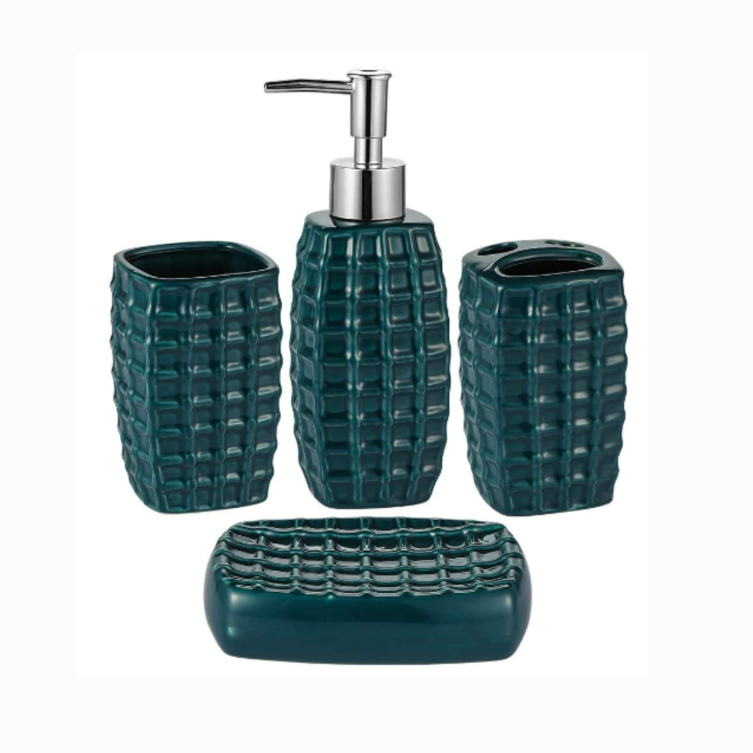 SET ACCESSOIRES SALLE DE BAIN 4 PCS CERAMIQUE AQUA BLEU SET ACCESSOIRES SALLE DE BAIN 4 PCS CERAMIQUE AQUA BLEU