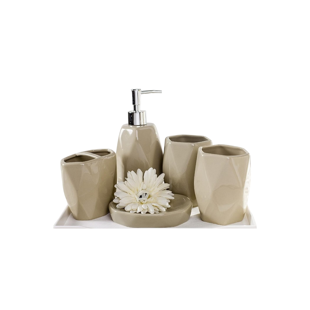 SET ACCESSOIRES SALLE DE BAIN 4 PCS CERAMIQUE BEIGE SET ACCESSOIRES SALLE DE BAIN 4 PCS CERAMIQUE BEIGE