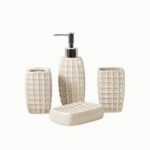 SET ACCESSOIRES SALLE DE BAIN 4 PCS CERAMIQUE BLANC