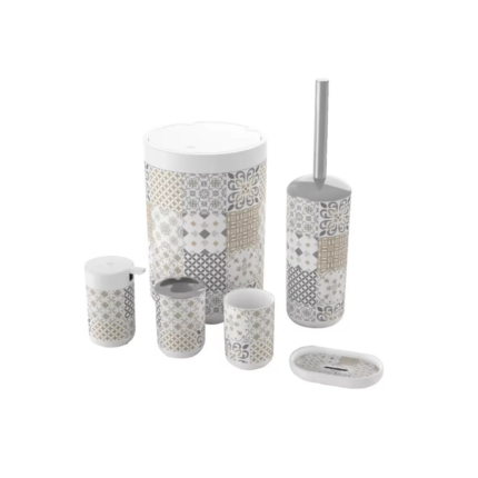 SET ACCESSOIRES SALLE DE BAIN 6 PCS STYLE MOSAIQUE