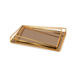 SET DE 2 PLATEAUX DOREE MIROIR BRONZE