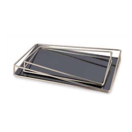 SET DE 2 PLATEAUX PRESENTA ARGENTE MIRROIR