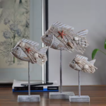 SET DE 3 SCULPTURE PIRANHA POISSON