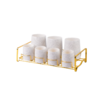 SET DE 7 BOITES A EPICES EN CERAMIQUE COUVERCLE EN BOIS AVEC SUPPORT