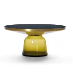 SET DE DUO TABLE D'APPOINT NORDIQUE AVEC VERRE JAUNE