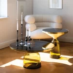 SET DE DUO TABLE D'APPOINT NORDIQUE AVEC VERRE JAUNE