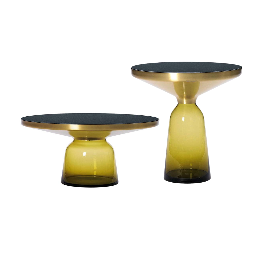 SET DE DUO TABLE D'APPOINT NORDIQUE AVEC VERRE JAUNE SET DE DUO TABLE D'APPOINT NORDIQUE AVEC VERRE JAUNE
