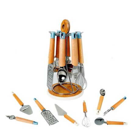 SET USTENSILE DE CUISINE MANCHE INOX BAMBOU MARINA
