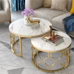 SKY DUO TABLE BASSE LUX RONDE MARBRE BLANC + TABLE BASSE MARRE - MARBRE BLANC