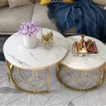 SKY DUO TABLE BASSE LUX RONDE MARBRE BLANC + TABLE BASSE MARRE - MARBRE BLANC