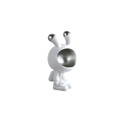 STATUE BEBE ASTRONUT BLANC ET ARGENTE ART SCULPTURE