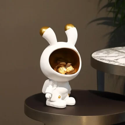 STATUE BEBE ASTRONUT BLANC ET DOREE ART SCULPTURE