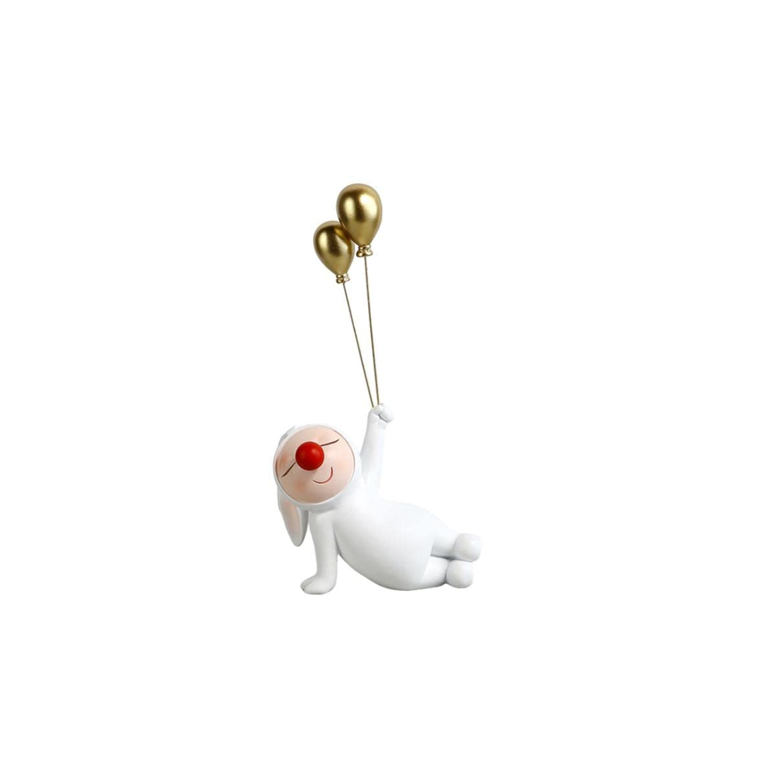 STATUE BEBE LAPIN NEZ ROUGE INCLINÉ AVEC 2 BALLONS STATUE BEBE LAPIN NEZ ROUGE INCLINÉ AVEC 2 BALLONS