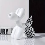 STATUE DE CHIEN BALLON MODERN ART SCULPTURE BLANC
