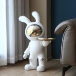 STATUE DE LAPIN ASTRONUT DECORATIF ARGENTE