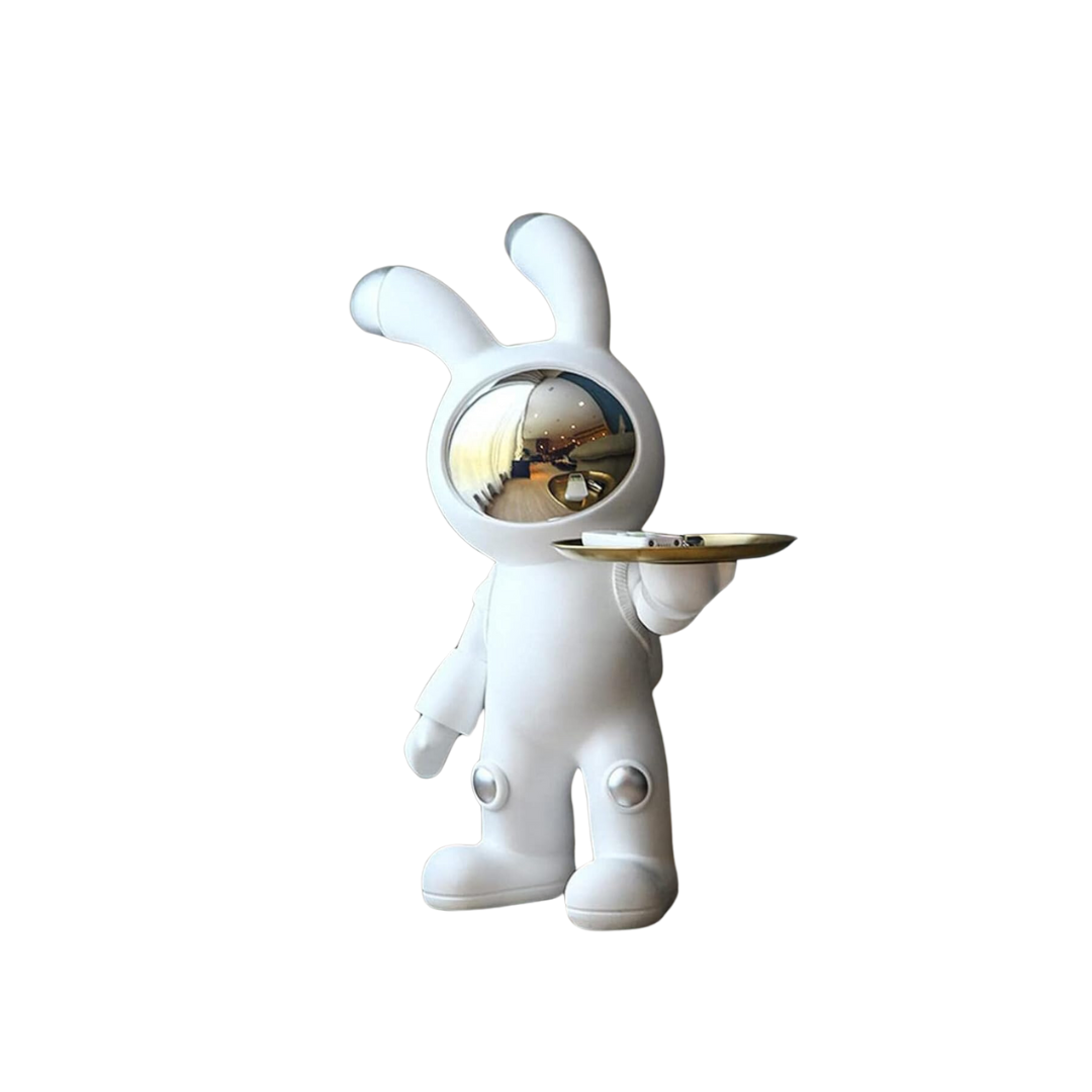 STATUE DE LAPIN ASTRONUT DECORATIF ARGENTE STATUE DE LAPIN ASTRONUT DECORATIF ARGENTE