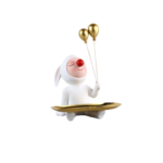 STATUE PRESNTOIR LAPIN NEZ ROUGE AVEC 2 BALLONS DOREE