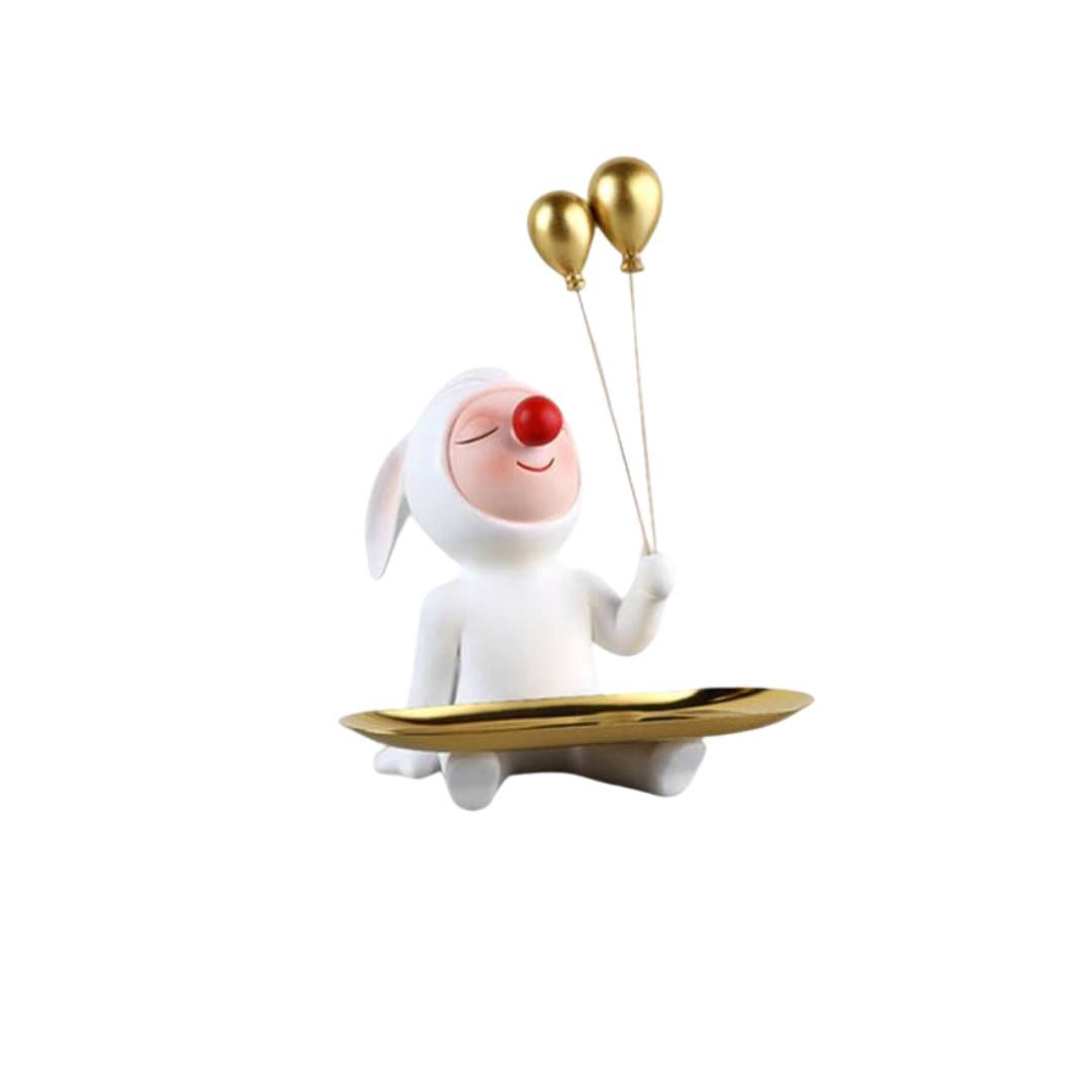 STATUE PRESNTOIR LAPIN NEZ ROUGE AVEC 2 BALLONS DOREE STATUE PRESNTOIR LAPIN NEZ ROUGE AVEC 2 BALLONS DOREE