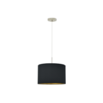 SUSPENSION CARONY NICKEL E27 SATINE CHAPEAU NOIR 38 CM H110 CM