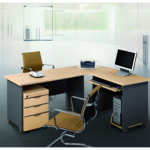 Bureau PRIMA avec retour info & caisson mobile + support CPU 175 cm wenge