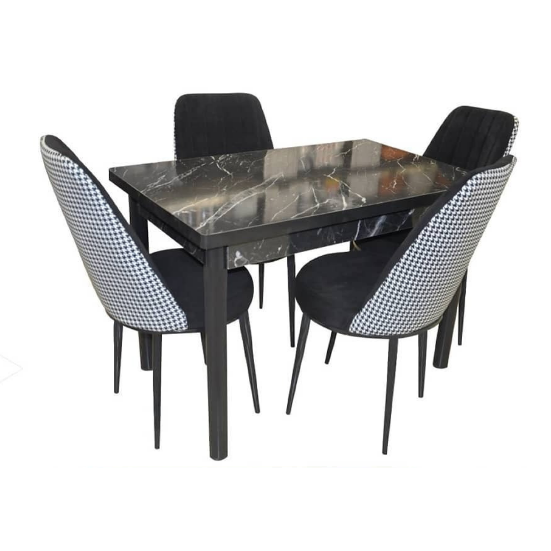 TABLE FIXE EFFET MARBRE 110X70CM + 4CHAISE TABLE FIXE EFFET MARBRE 110X70CM + 4CHAISE
