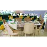 TABLE EXTENSIBLE EFFET MARBRE + 6 CHAISES