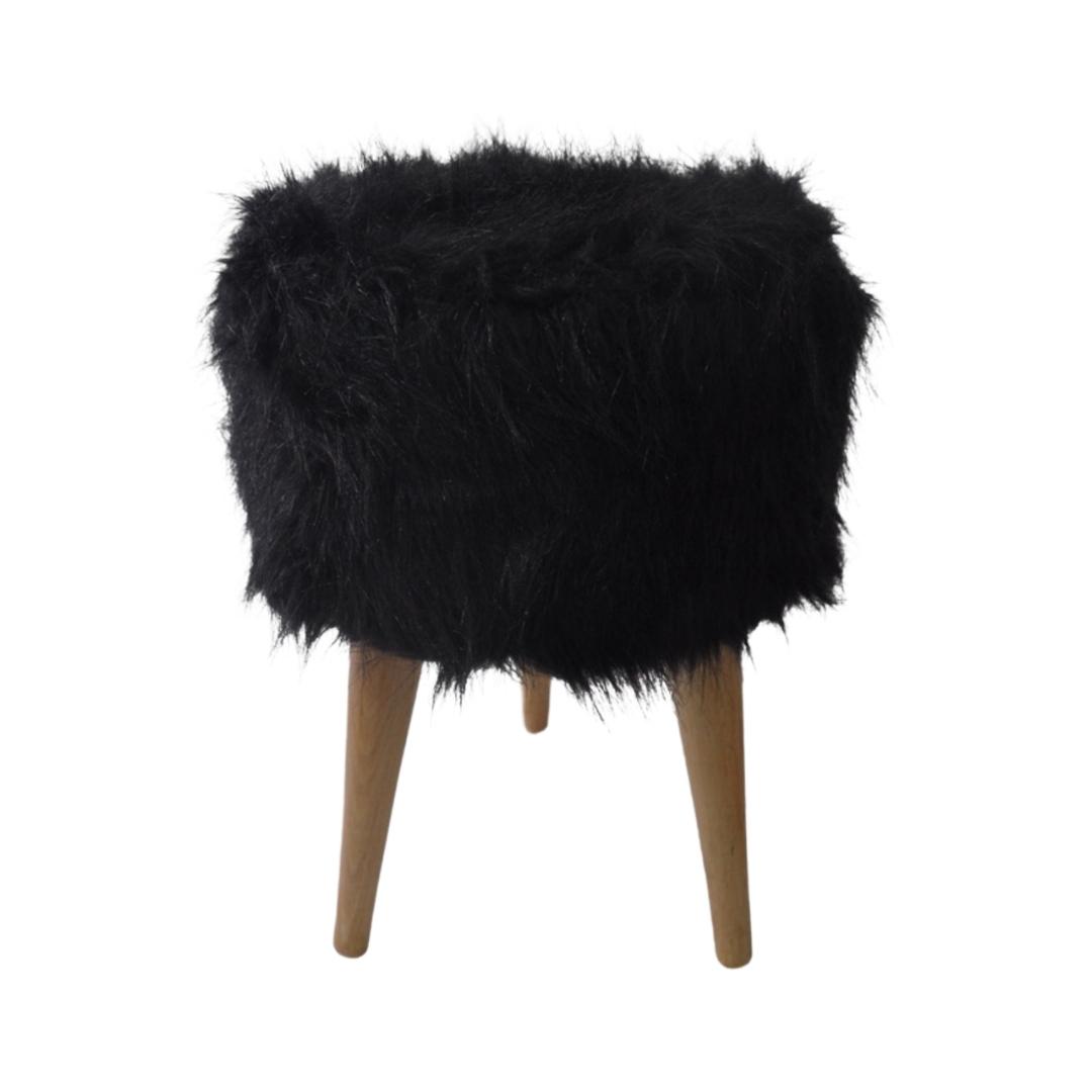 TABOURET FOURRURE NOIR