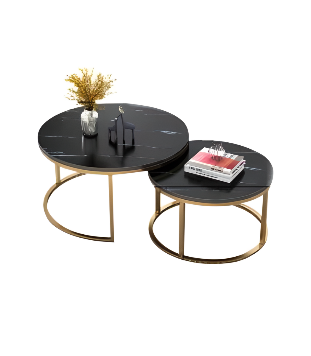 TABLE BASE MARBRE DUO DORE TOP NOIR 80X60CM TABLE BASE MARBRE DUO DORE TOP NOIR 80X60CM